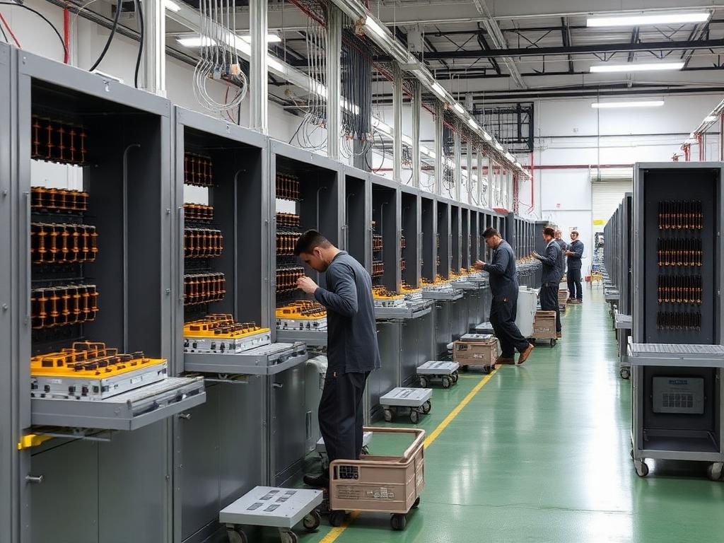 Load bank assembly line inside the factory