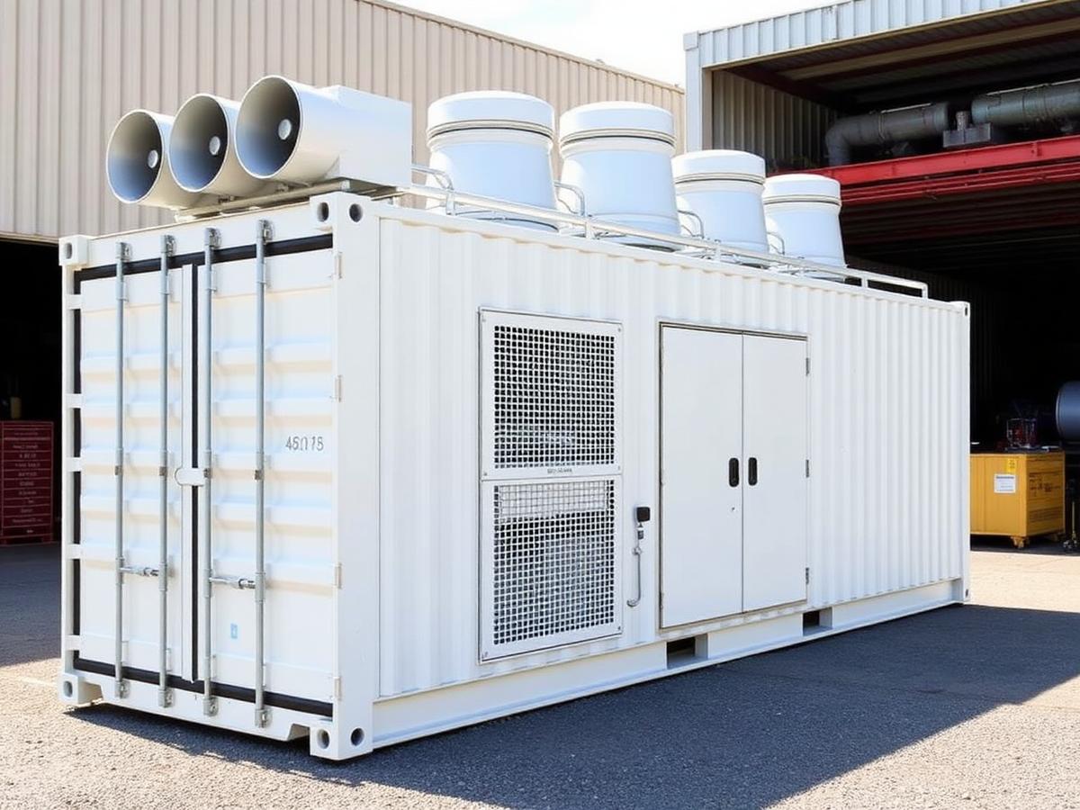 Container-type load bank with roof exhaust fans